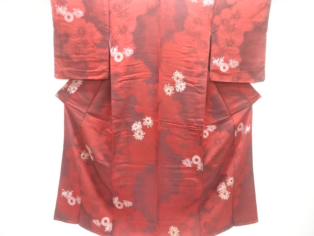 JAPANESE KIMONO / ANTIQUE TAISHO-ROMAN KIMONO / WOVEN CHRYSANTHEMUM PA